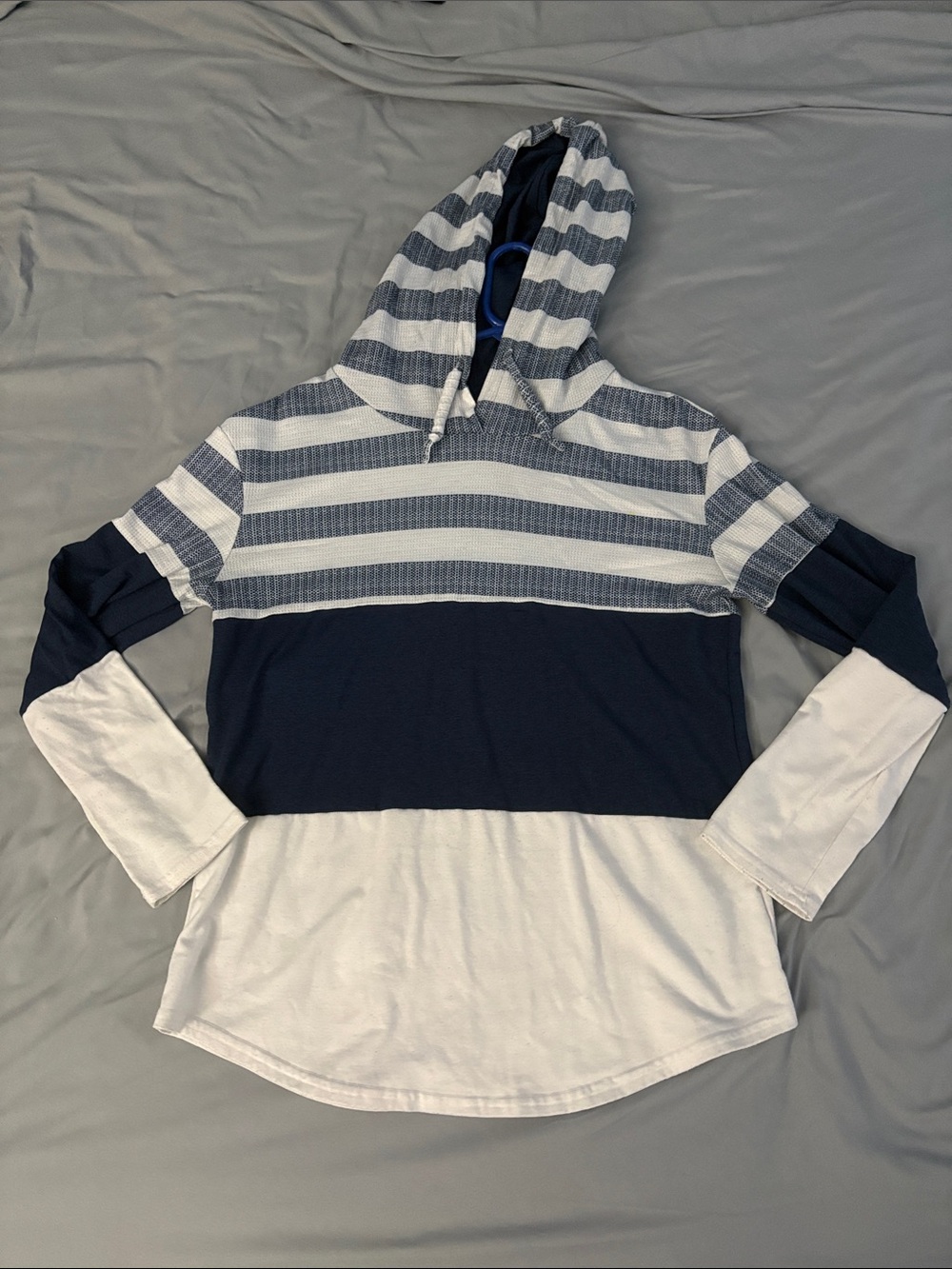 Striped Hooded Long-Sleeve Top - Navy & White